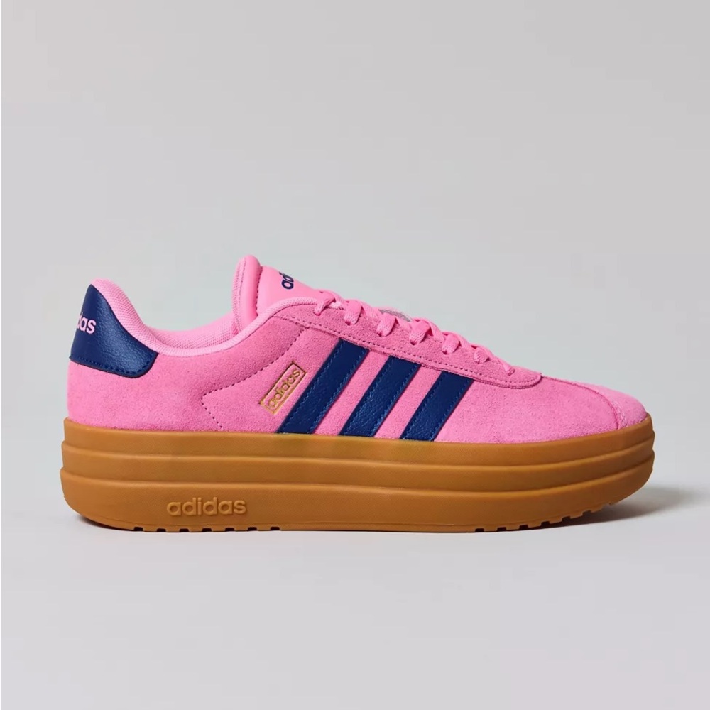 NWT Adidas VL Court Bold Platform Sneakers Bliss Pink / Dark Blue Gold Size 6.5 - Picture 5 of 8
